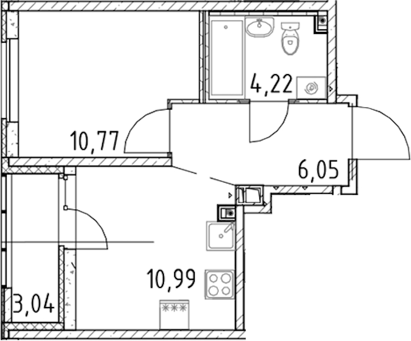 1-комнатная квартира 32.03 м², 13/17 эт., ЖК «Город Первых»